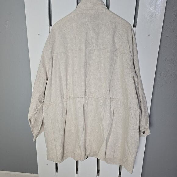 Future Collective x Jenny K Lopez Linen Utility Beige Tan Zip Up 2X Neutral Chic - Picture 4 of 9